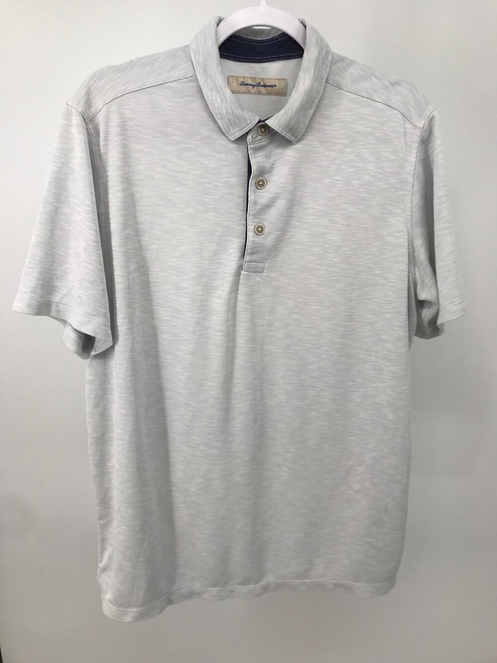 Tommy Bahama Mens Gray Short Sleeve Polo Shirt Size L